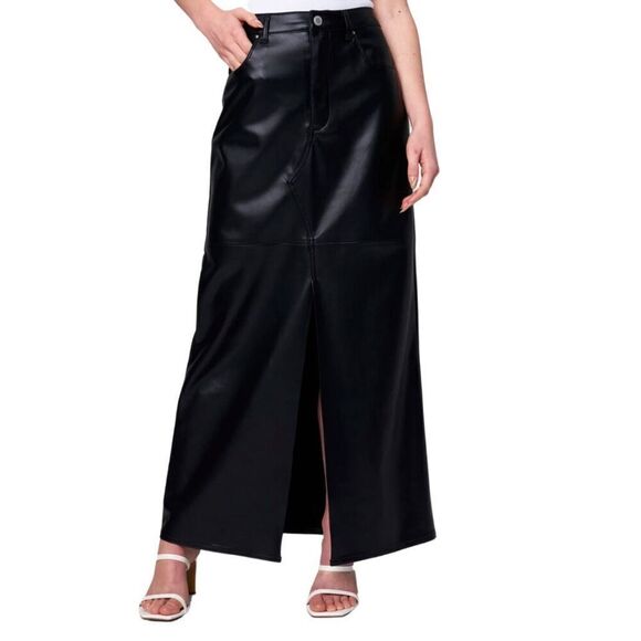 BLANK NYC Black Faux Leather Night Talk Maxi Skirt - Picture 2 of 8